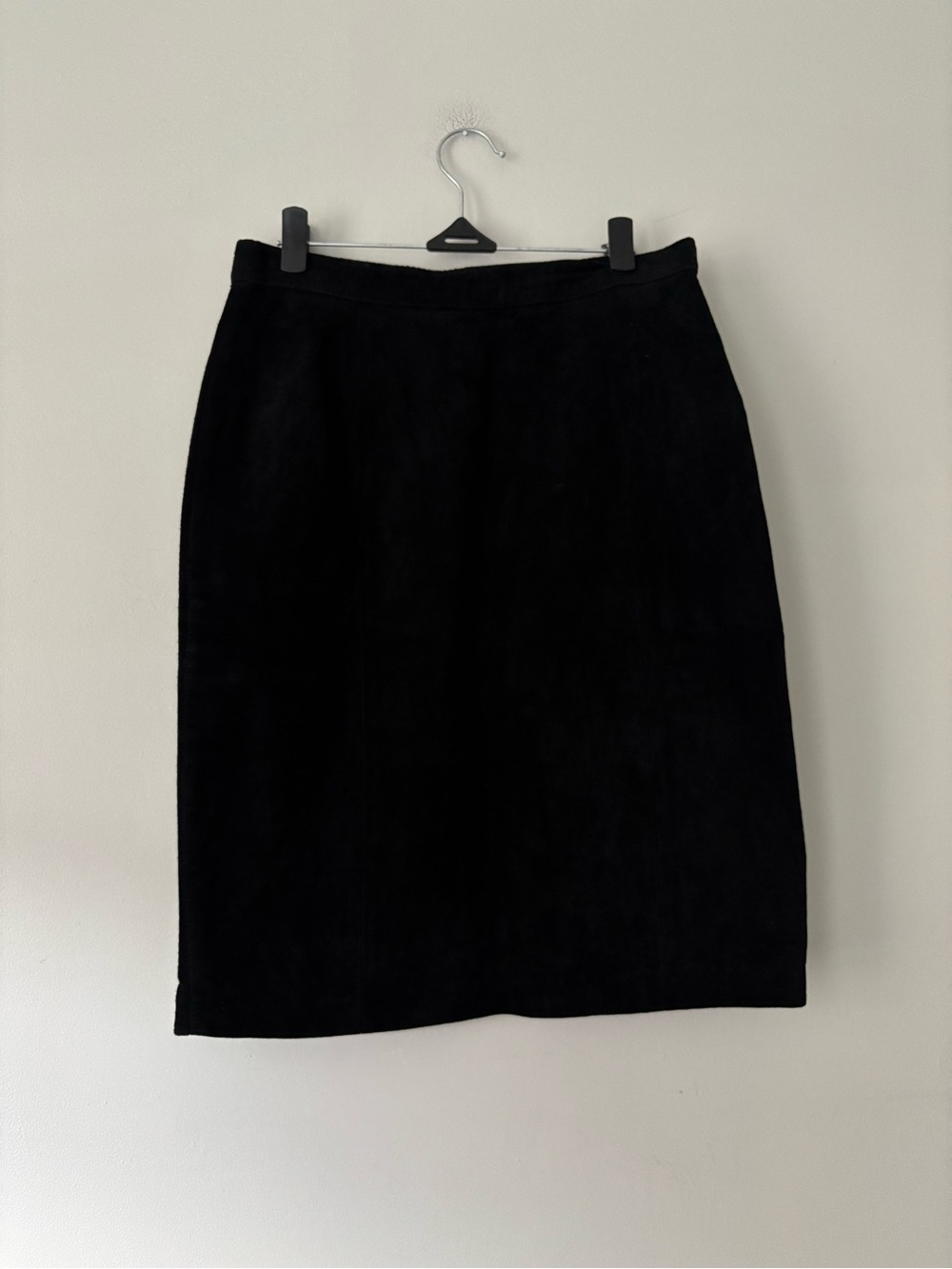 Y2K Grunge Black Suede Whimsygoth Leather Midi Streetwear Skirt - Small Medium